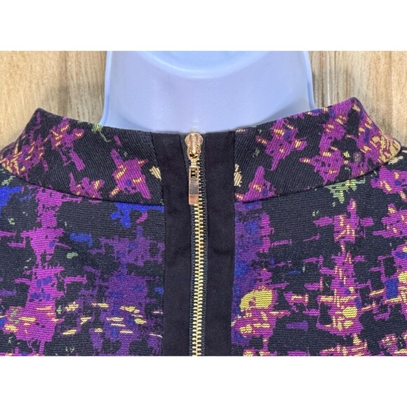 Tahari Arthur S Levine Purple Tunic Dress Matrix Print Womens Size 6 Zip Front - Picture 4 of 9